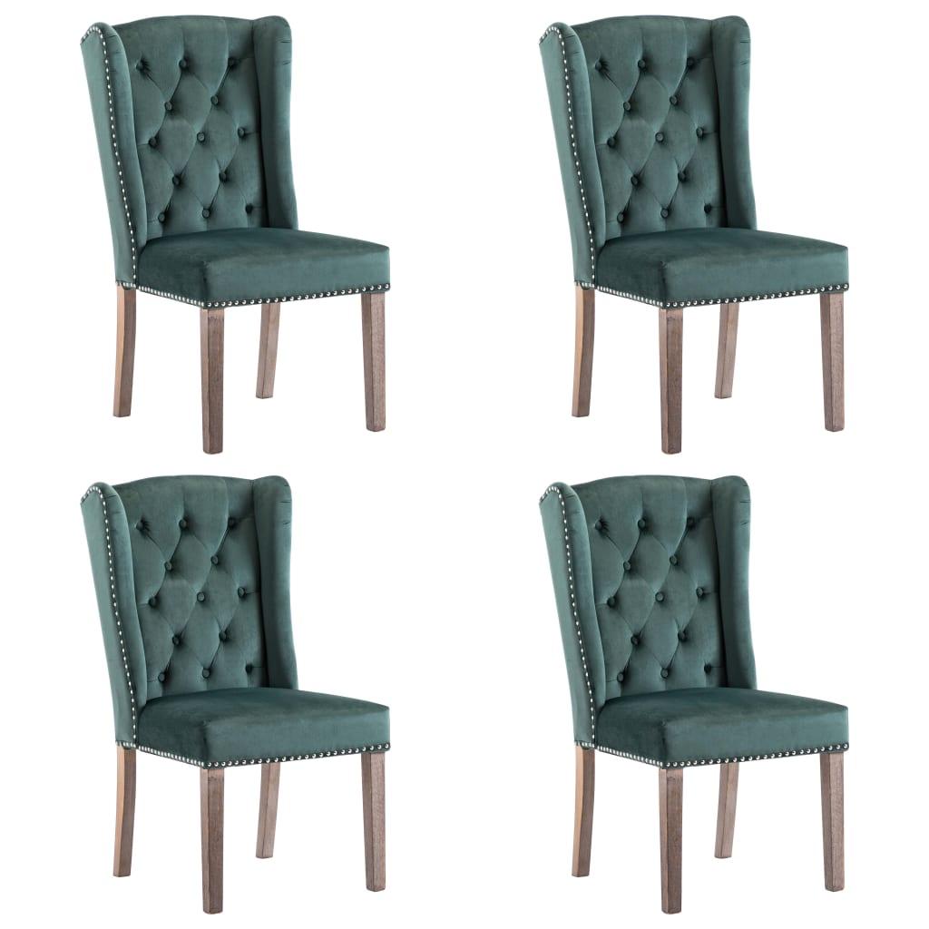Spisebordsstole 4 stk. velour mørkegrøn