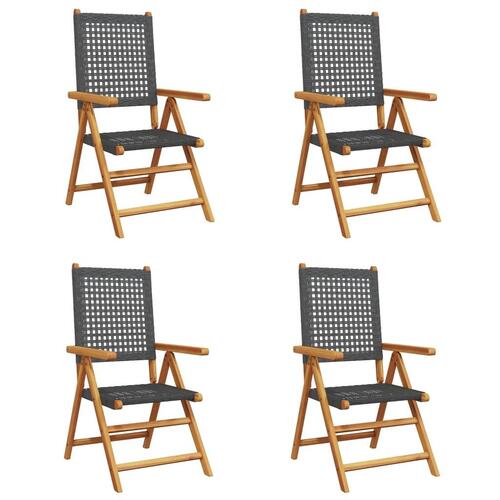 Havestole 4 stk. med lænefunktion polyrattan sort