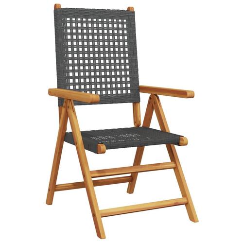 Havestole 8 stk. med lænefunktion polyrattan sort
