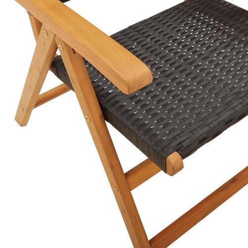 Havestole 8 stk. med lænefunktion polyrattan sort