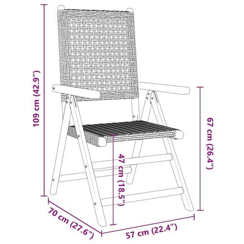 Havestole 8 stk. med lænefunktion polyrattan sort