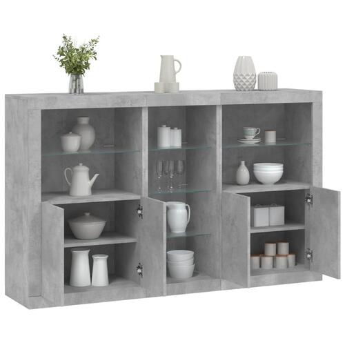 Skænk med LED-lys 162x37x100 cm betongrå