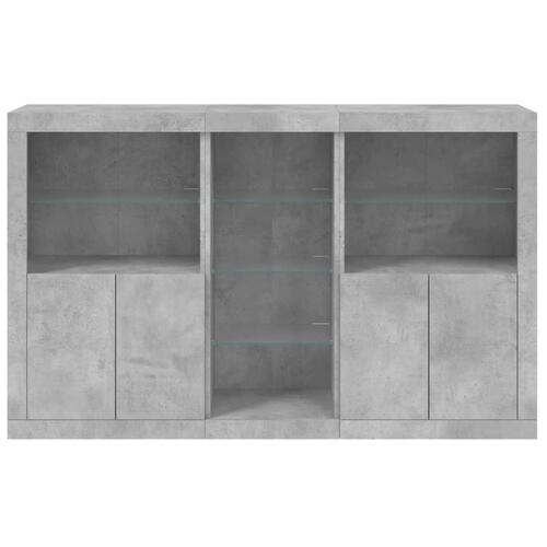 Skænk med LED-lys 162x37x100 cm betongrå