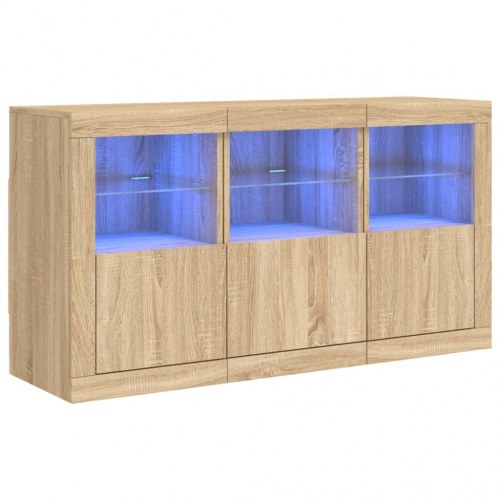 Skænk med LED-lys 123x37x67 cm sonoma-eg