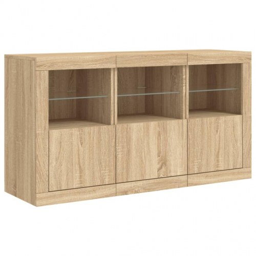 Skænk med LED-lys 123x37x67 cm sonoma-eg