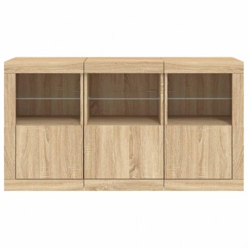Skænk med LED-lys 123x37x67 cm sonoma-eg