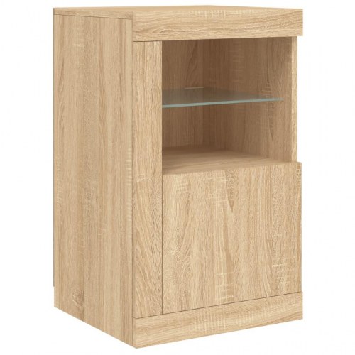 Skænk med LED-lys 163x37x67 cm sonoma-eg