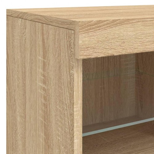 Skænk med LED-lys 163x37x67 cm sonoma-eg