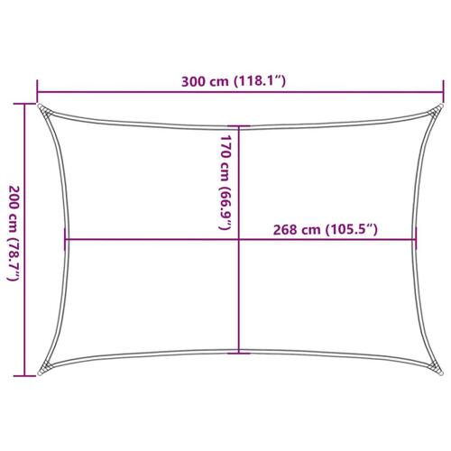 Solsejl 3x2 m 100 % polyesterstof sandfarvet