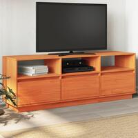 Tv-bord 140x37x50 cm massivt fyrretræ gyldenbrun