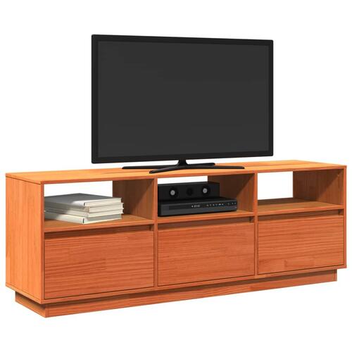 Tv-bord 140x37x50 cm massivt fyrretræ gyldenbrun