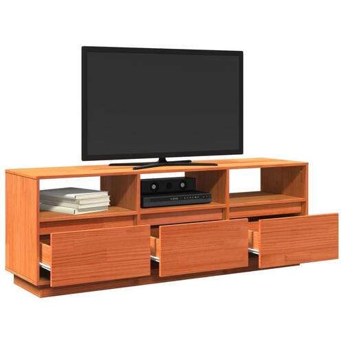 Tv-bord 140x37x50 cm massivt fyrretræ gyldenbrun