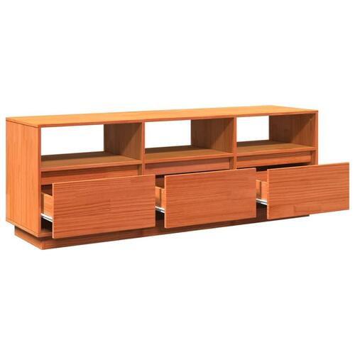 Tv-bord 140x37x50 cm massivt fyrretræ gyldenbrun