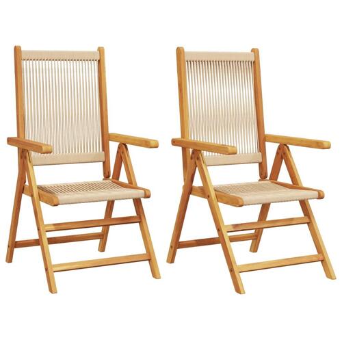 Havestole 2 stk. massivt akacietræ og polypropylen beige