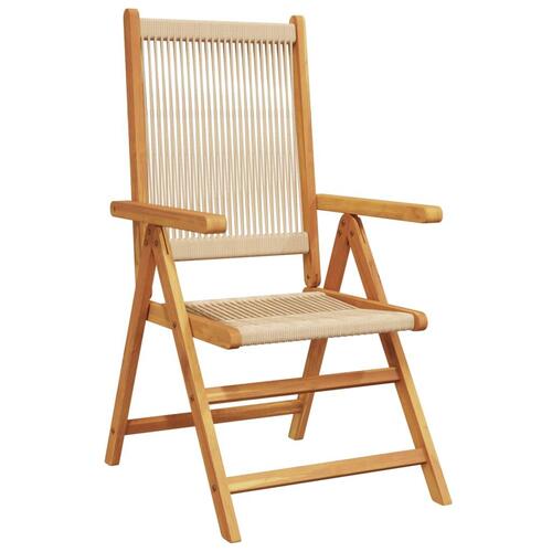 Havestole 2 stk. massivt akacietræ og polypropylen beige