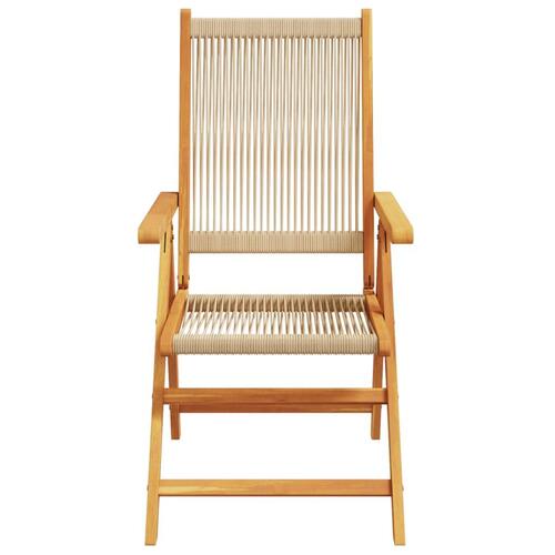 Havestole 2 stk. massivt akacietræ og polypropylen beige