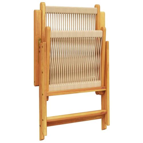 Havestole 2 stk. massivt akacietræ og polypropylen beige