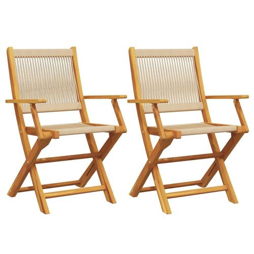 Havestole 2 stk. massivt akacietræ og polypropylen beige