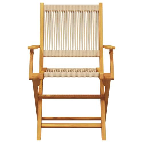 Havestole 2 stk. massivt akacietræ og polypropylen beige