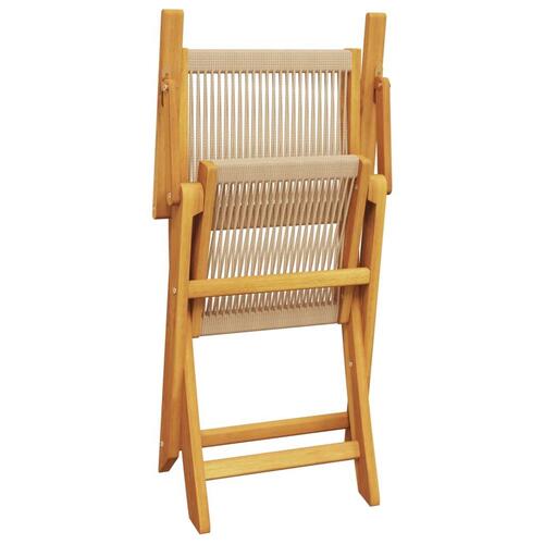 Havestole 2 stk. massivt akacietræ og polypropylen beige