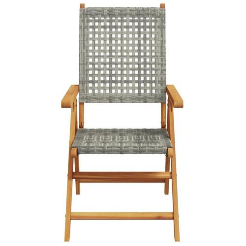 Havestole 4 stk. med lænefunktion polyrattan grå