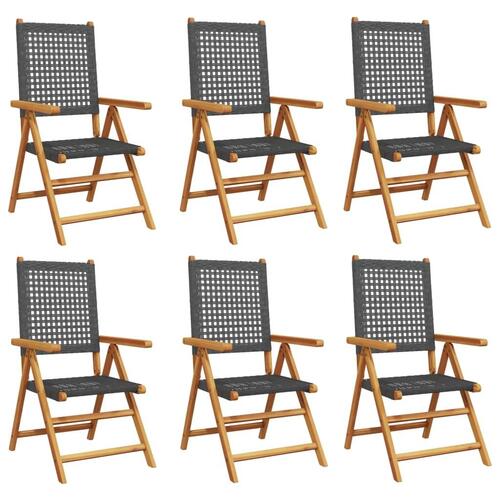 Havestole 6 stk. med lænefunktion polyrattan sort