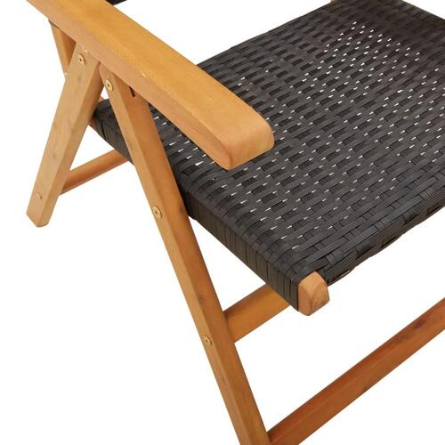 Havestole 6 stk. med lænefunktion polyrattan sort