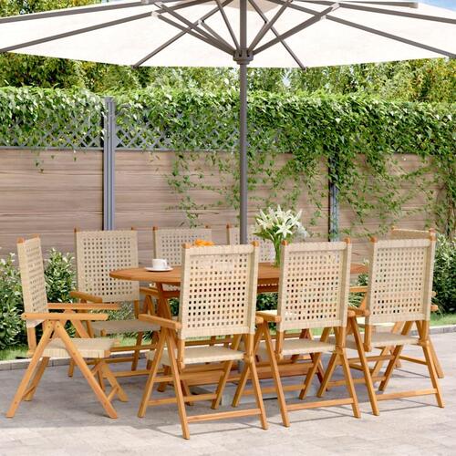 Havestole 8 stk. med lænefunktion polyrattan beige