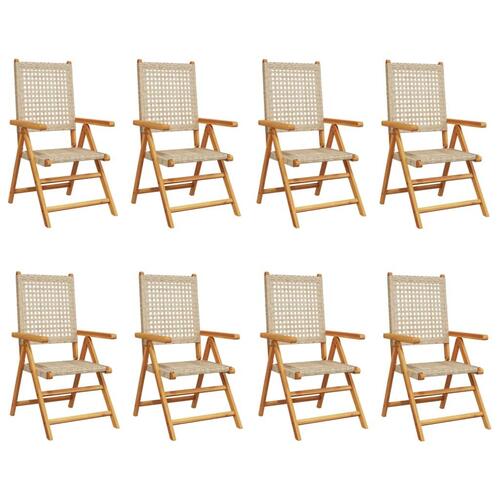 Havestole 8 stk. med lænefunktion polyrattan beige