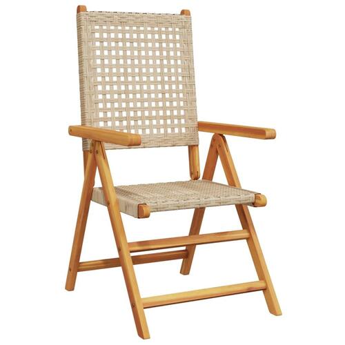 Havestole 8 stk. med lænefunktion polyrattan beige