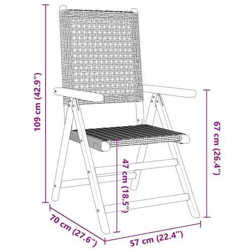 Havestole 8 stk. med lænefunktion polyrattan beige