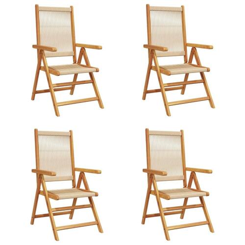 Havestole 4 stk. med lænefunktion massivt akacietræ beige