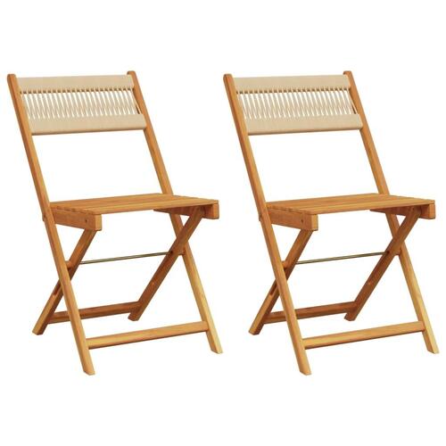 Bistrostole 2 stk. massivt akacietræ og reb beige