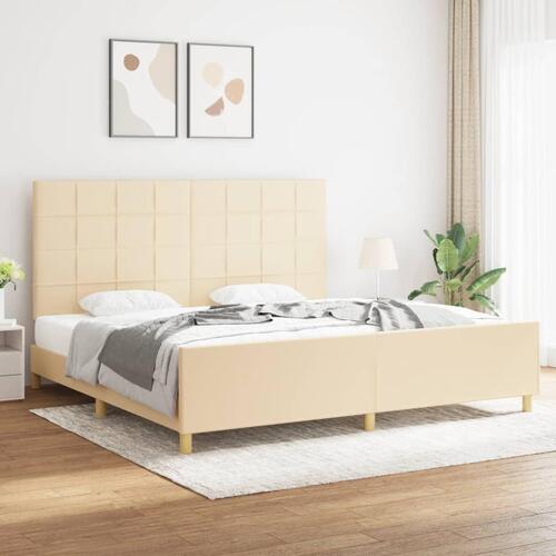 Sengeramme uden madras 200x200 cm stof cremefarvet