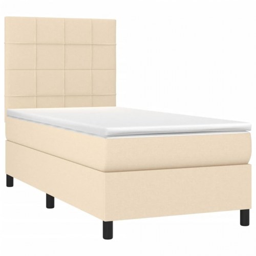Kontinentalseng med madras 100×200 cm - stof, cremefarvet
