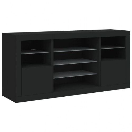Skænk med LED-lys 142,5x37x67 cm sort