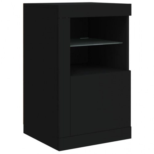 Skænk med LED-lys 142,5x37x67 cm sort