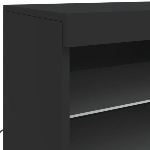 Skænk med LED-lys 142,5x37x67 cm sort