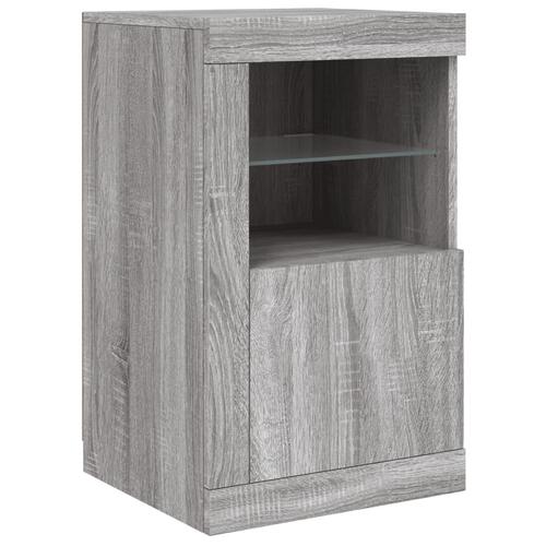 Skænk med LED-lys 142,5x37x67 cm grå sonoma-eg