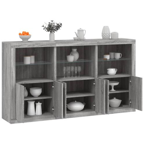 Skænk med LED-lys 181,5x37x100 cm grå sonoma-eg