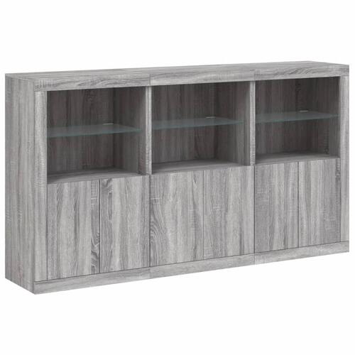 Skænk med LED-lys 181,5x37x100 cm grå sonoma-eg