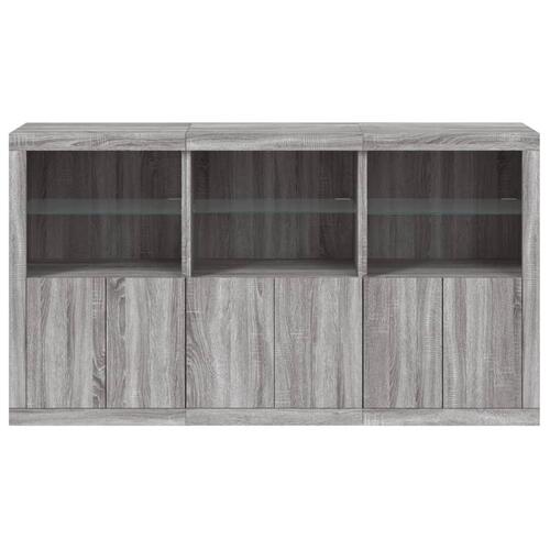 Skænk med LED-lys 181,5x37x100 cm grå sonoma-eg