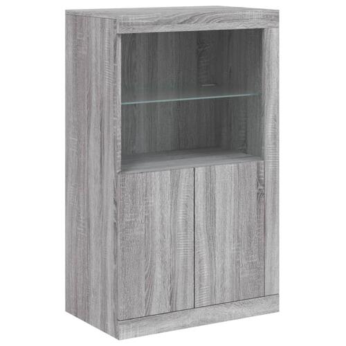 Skænk med LED-lys 181,5x37x100 cm grå sonoma-eg