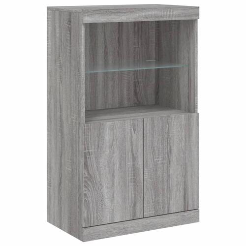 Skænk med LED-lys 181,5x37x100 cm grå sonoma-eg