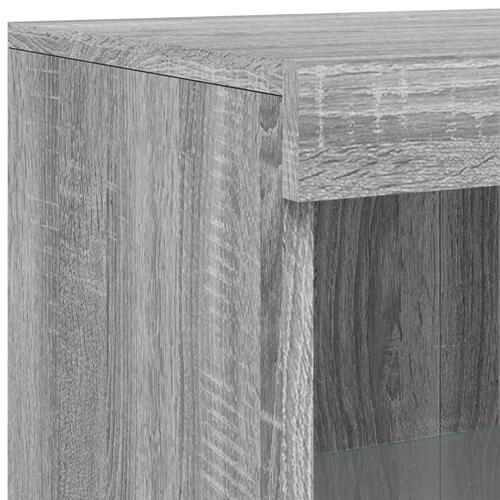 Skænk med LED-lys 181,5x37x100 cm grå sonoma-eg