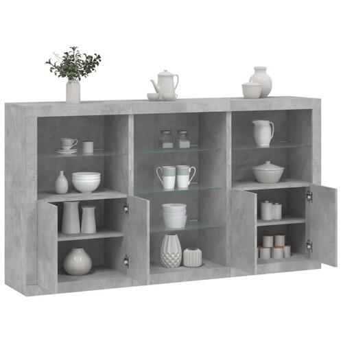 Skænk med LED-lys 181,5x37x100 cm betongrå