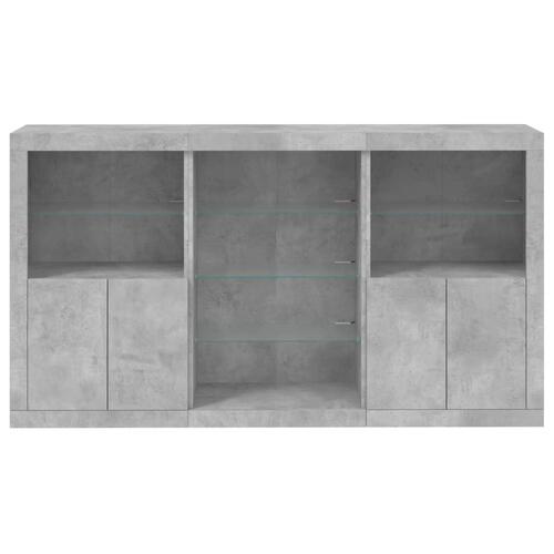 Skænk med LED-lys 181,5x37x100 cm betongrå