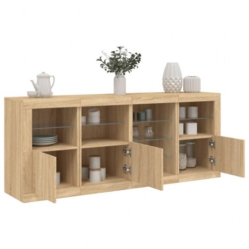Skænk med LED-lys 164×37×67 cm - sonoma-eg