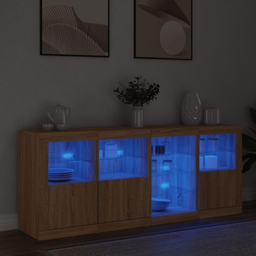 Skænk med LED-lys 164×37×67 cm - sonoma-eg
