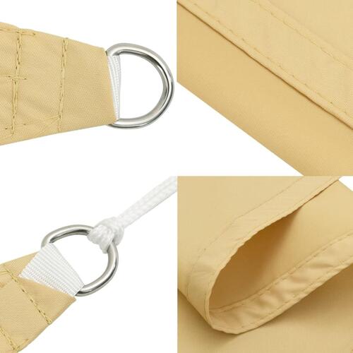 Solsejl 3,5x2,5 m 100 % polyesterstof sandfarvet